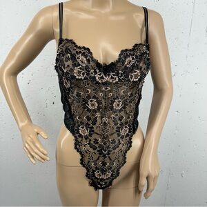 Vintage Victoria’s Secret size 32A Black Lace Thong Bodysuit